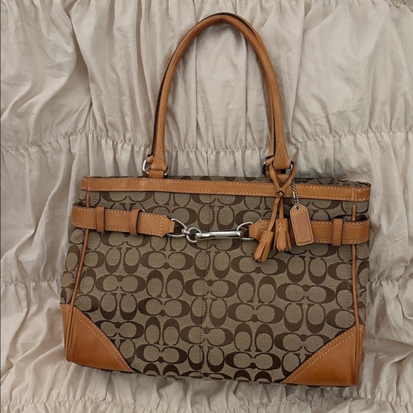 Coach Brown and Tan Signature Bag - Picture 1 of 11